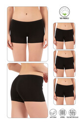 Özkan 0412 3'lü Paket Kadın Likralı %95 Pamuklu Süprem Esnek Rahat Boxer Şort Tayt - Thumbnail