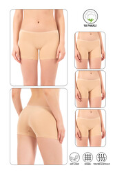 Özkan 0412 3'lü Paket Kadın Likralı %95 Pamuklu Süprem Esnek Rahat Boxer Şort Tayt - Thumbnail