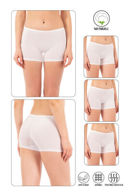 Özkan Underwear - Özkan 0412 3'lü Paket Kadın Likralı %95 Pamuklu Süprem Esnek Rahat Boxer Şort Tayt