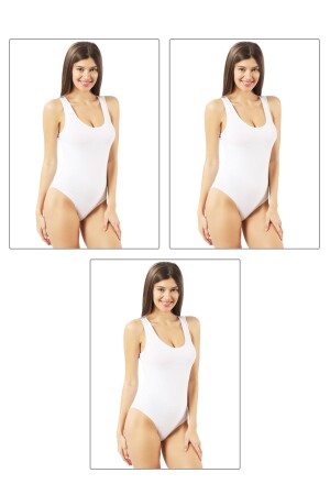 Özkan 0602 3'lü Paket Kadın Pamuklu Kalın Askılı Kancalı Çıtlıtlı Body