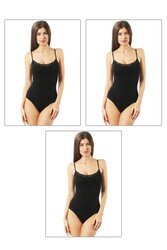 Özkan 0568 3'lü Paket Kadın Pamuklu Esnek Rahat Dantel Detaylı İp Askılı Çıtçıtlı Body Zıbın - Thumbnail