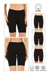 Özkan 0413 3'lü Paket Kadın %95 Pamuklu Likralı Süprem Kumaş Esnek Rahat Yumuşak Diz Üstü Toparlayıcı Yüksek Bel Kısa Tayt - Thumbnail