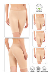 Özkan 0413 3'lü Paket Kadın %95 Pamuklu Likralı Süprem Kumaş Esnek Rahat Yumuşak Diz Üstü Toparlayıcı Yüksek Bel Kısa Tayt - Thumbnail