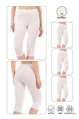 Özkan 0458 3'lü Paket Kadın %95 Pamuklu Likralı Süprem Kumaş Esnek Rahat Yumuşak Diz Altı Kapri Tayt