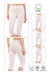 Özkan 0458 3'lü Paket Kadın %95 Pamuklu Likralı Süprem Kumaş Esnek Rahat Yumuşak Diz Altı Kapri Tayt - Thumbnail