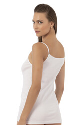 Özkan 0107 3'lü Paket Kadın %100 Pamuklu Ribana Esnek Rahat İp Askılı Örme Atlet - Thumbnail