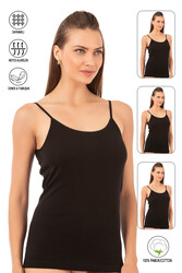 Özkan 0107 3'lü Paket Kadın %100 Pamuklu Ribana Esnek Rahat İp Askılı Örme Atlet - Thumbnail