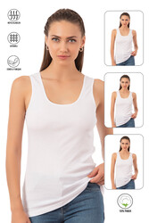 Özkan 0111 3'lü Paket Kadın %100 Pamuklu Ribana Esnek Rahat Biyeli Kalın Askılı Örme Atlet - Thumbnail