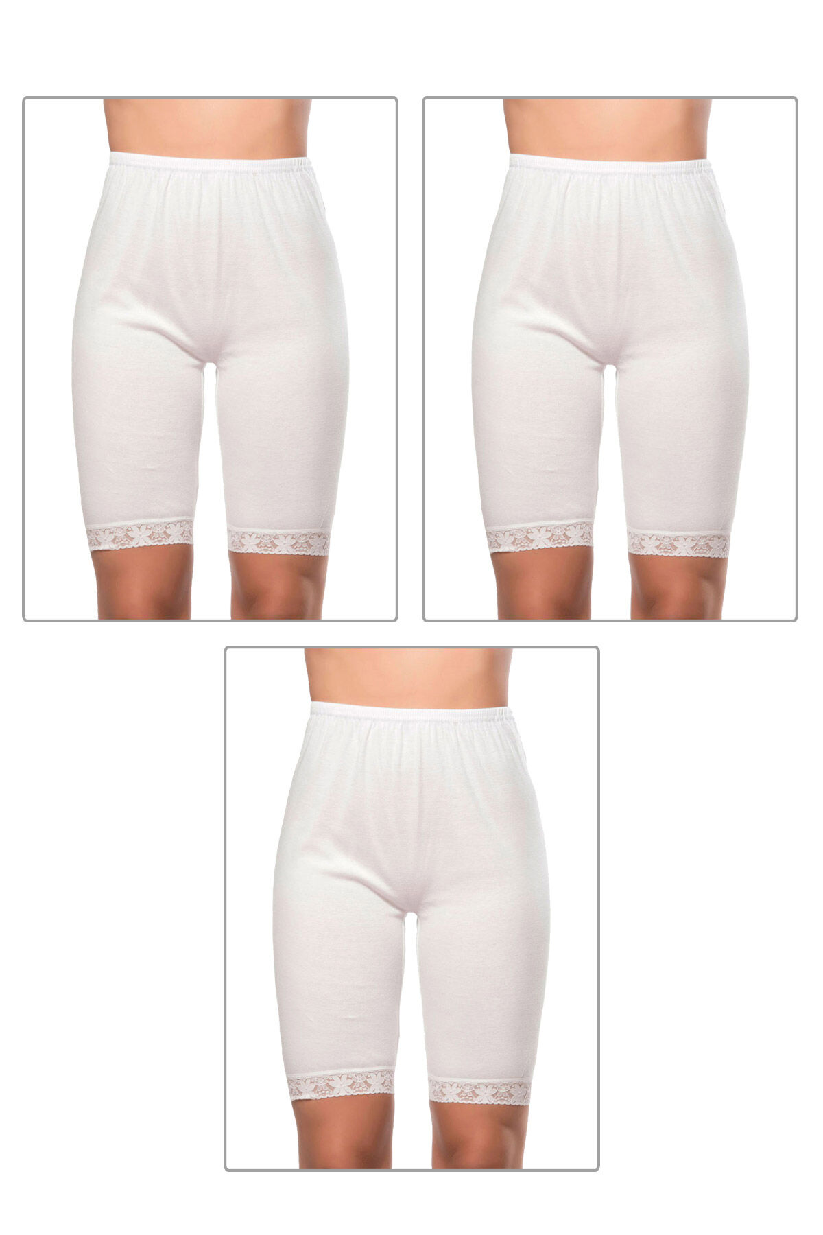 Özkan 0114 3'lü Paket Kadın Pamuklu Ağlı Model Ribana Esnek Rahat Kalıp Yumuşak Paçalı Diz Üstü Kısa Tayt