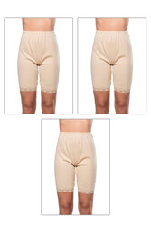 Özkan 0114 3'lü Paket Kadın Pamuklu Ağlı Model Ribana Esnek Rahat Kalıp Yumuşak Paçalı Diz Üstü Kısa Tayt - Thumbnail