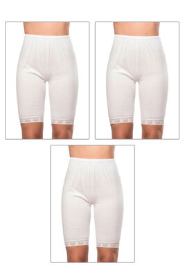 Özkan Underwear - Özkan 0114 3'lü Paket Kadın %100 Pamuklu Ağlı Model Ribana Esnek Rahat Kalıp Yumuşak Paçalı Diz Üstü Kısa Tayt