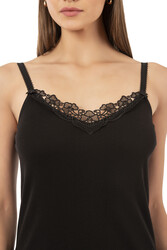 Özkan 0110 3'lü Paket Kadın Ribana %100 Pamuklu Güpürlü Esnek Rahat Ince Askılı Atlet - Thumbnail