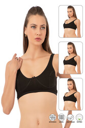 Özkan 0564 3'lü Paket Kadın Pamuklu Ribana Boş Kap Desteksiz Telsiz Balensiz Kalın Askılı Yarım Atlet Sütyen - Thumbnail