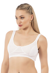 Özkan 0564 3'lü Paket Kadın Pamuklu Ribana Boş Kap Desteksiz Telsiz Balensiz Kalın Askılı Yarım Atlet Sütyen - Thumbnail