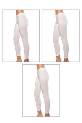 Özkan Underwear - Özkan 0415 3'lü Paket Kadın Pamuklu Likralı Süprem Düz Uzun Tayt