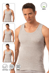 Özkan 0113 3'lü Paket Erkek %100 Pamuklu Esnek Yumuşak Ribana Kalın Askılı Atlet - Thumbnail