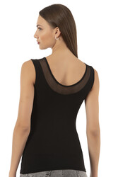 Özkan 22848 3'lü Paket Kadın Modal Pamuklu Kalın Askılı V Yaka Tül Detaylı Atlet - Thumbnail