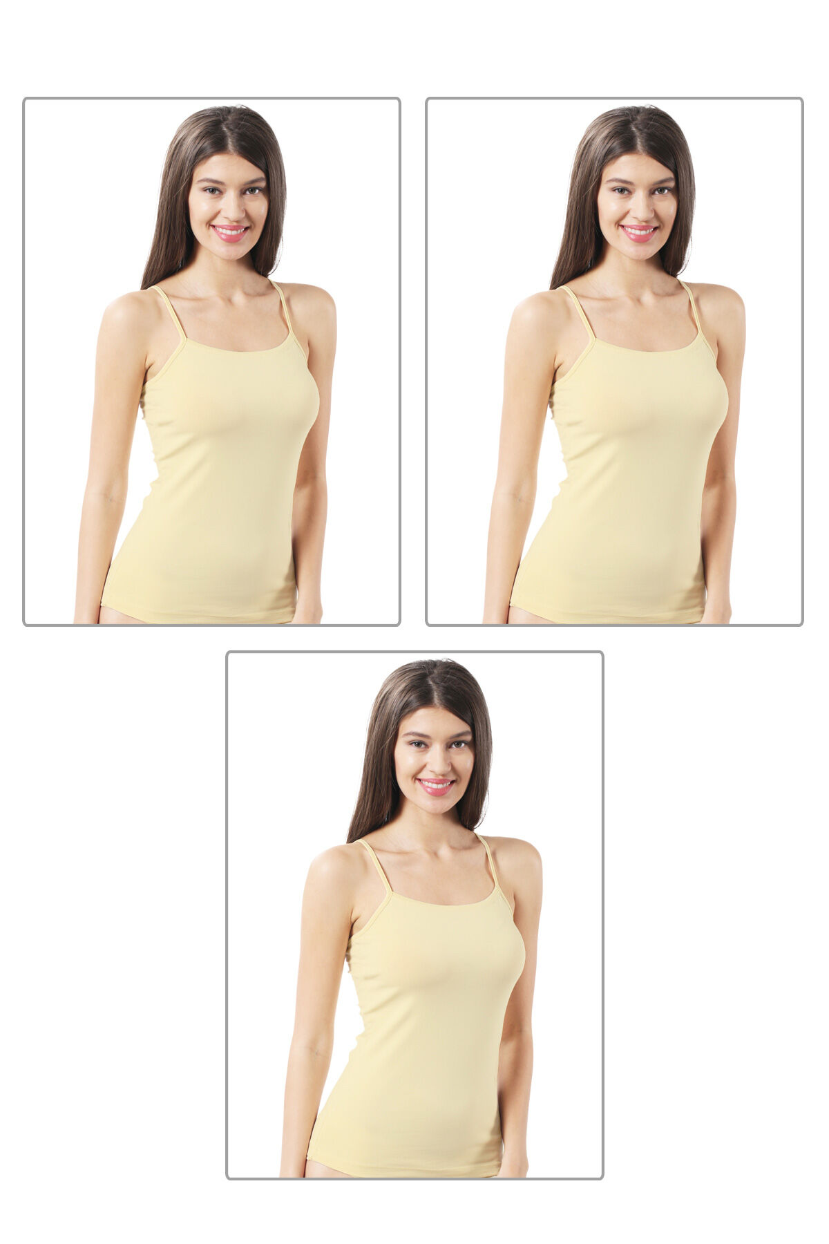 Özkan 23319 3'lü Paket Kadın Pamuklu Likralı Süprem Esnek Rahat İnce Askılı Atlet