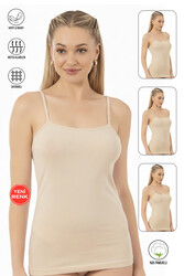 Özkan 23319 3'lü Paket Kadın %95 Pamuklu Likralı Süprem Esnek Rahat İnce Askılı Atlet - Thumbnail