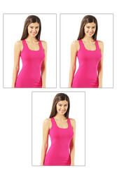 Özkan 23320 3'lü Paket Kadın Pamuklu Likralı Süprem Esnek Rahat Kalın Askılı Atlet - Thumbnail