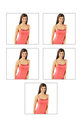 Özkan Underwear - Özkan 2102 5'li Paket İp Askılı Saten Kadın Atlet