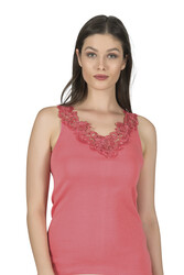 Özkan 2001 5'li Paket Kadın Pamuklu Ribana Dantelli Güpürlü Manolya Atlet - Thumbnail