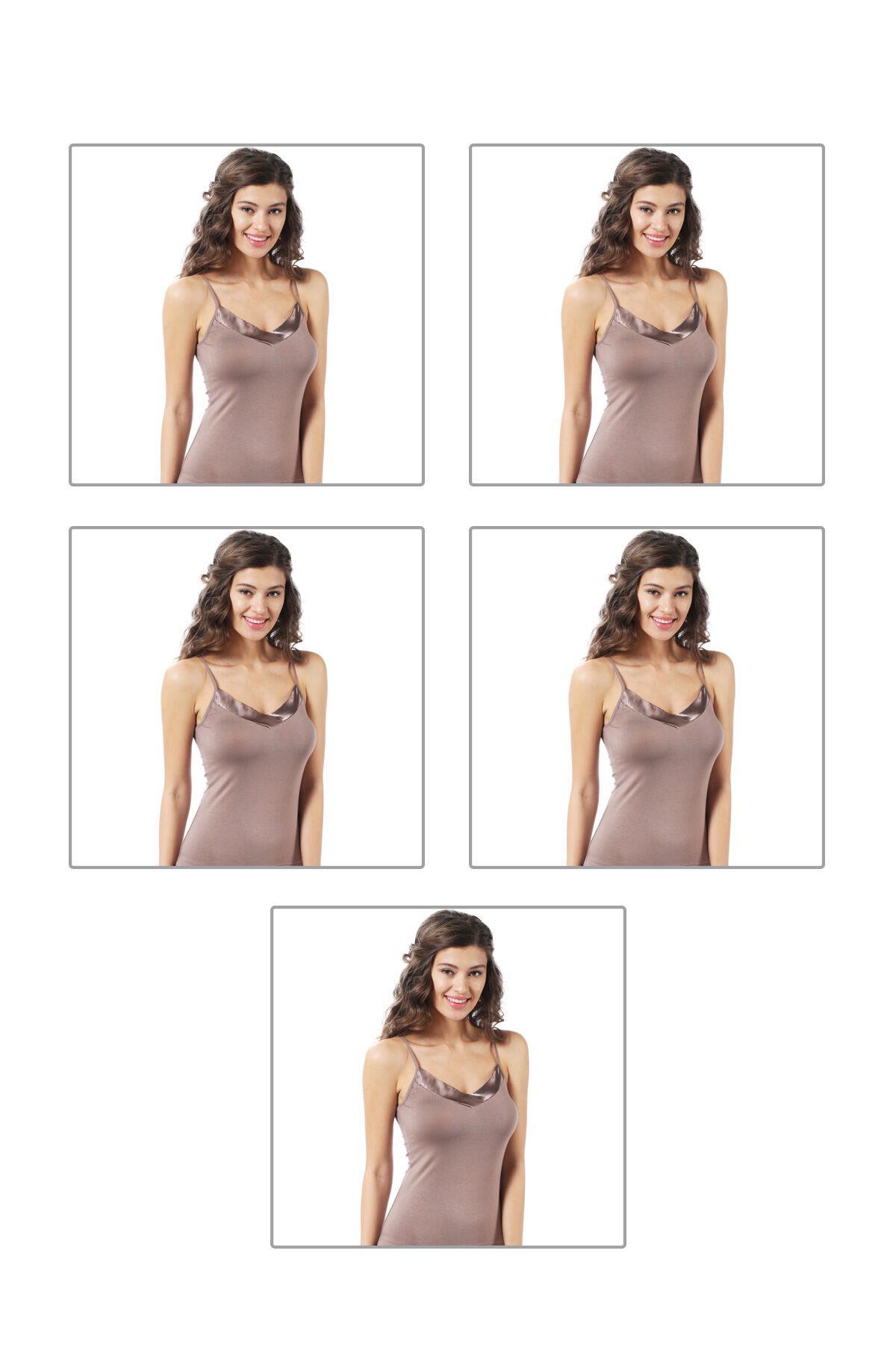 Özkan 2040 5'li Paket Kadın Viskon Saten Yaka Esnek Rahat Yumuşak İnce Askılı Atlet