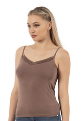 Özkan 2040 5'li Paket Kadın Viskon Saten Yaka Esnek Rahat Yumuşak İnce Askılı Atlet - Thumbnail