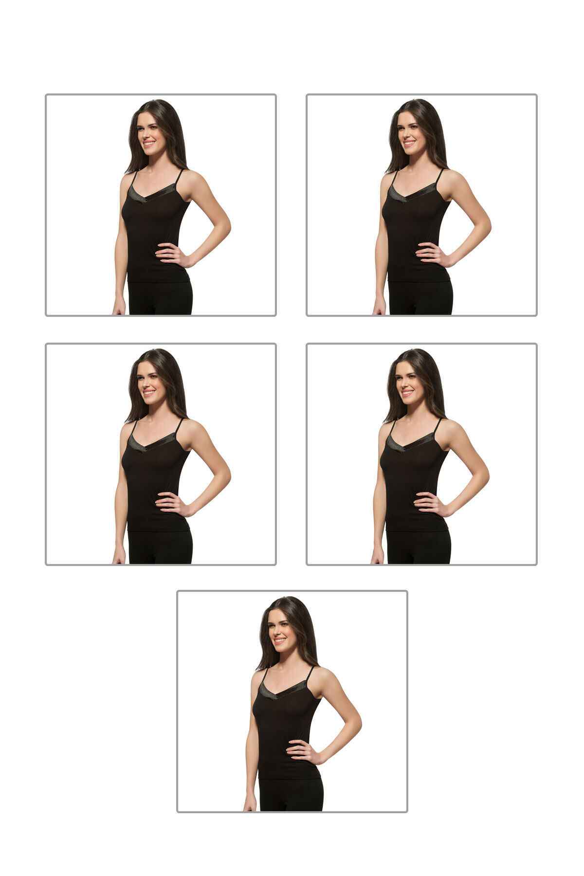 Özkan 2040 5'li Paket Kadın Viskon Saten Yaka Esnek Rahat Yumuşak İnce Askılı Atlet