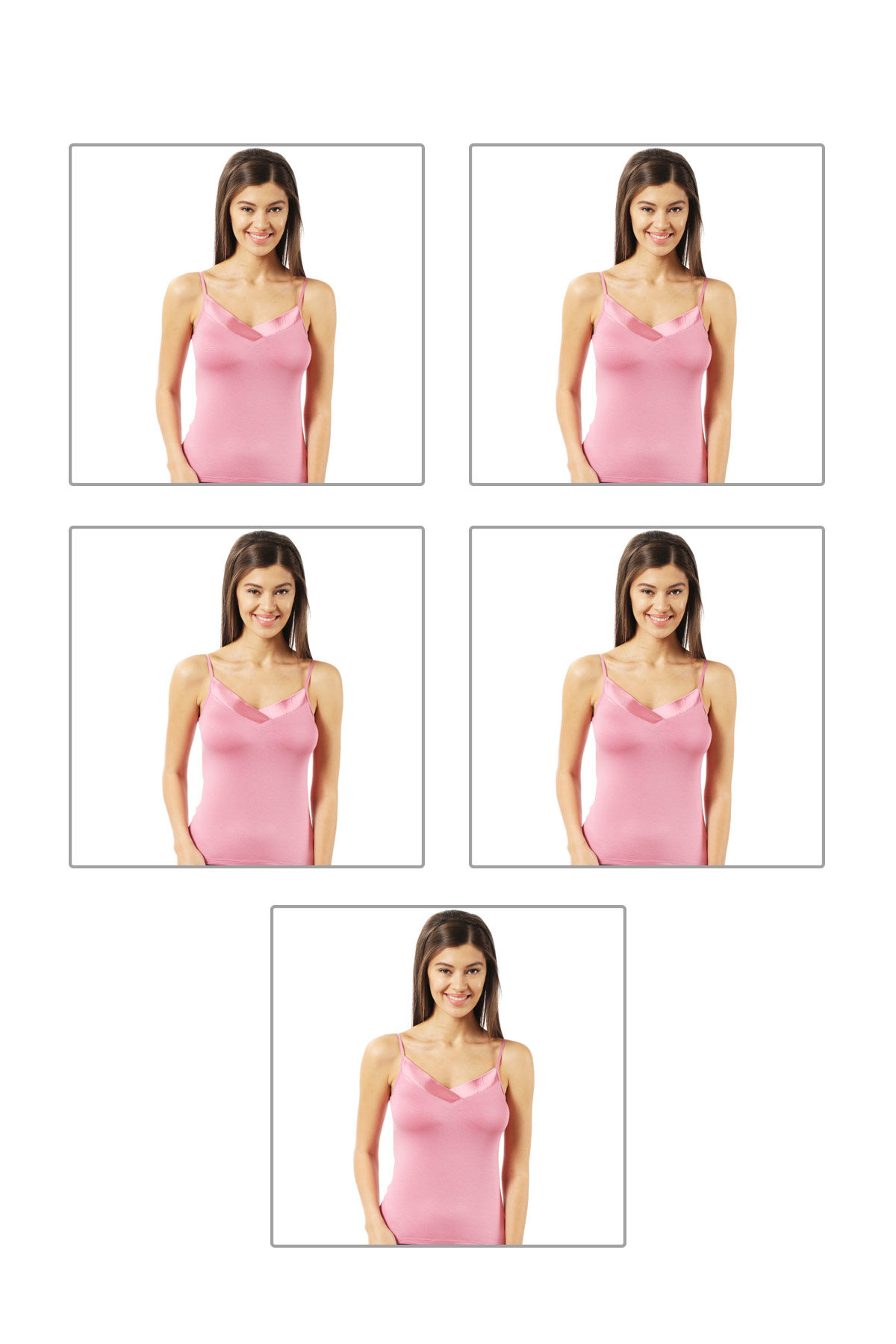 Özkan 2040 5'li Paket Kadın Viskon Saten Yaka Esnek Rahat Yumuşak İnce Askılı Atlet