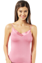 Özkan 2040 5'li Paket Kadın Viskon Saten Yaka Esnek Rahat Yumuşak İnce Askılı Atlet - Thumbnail