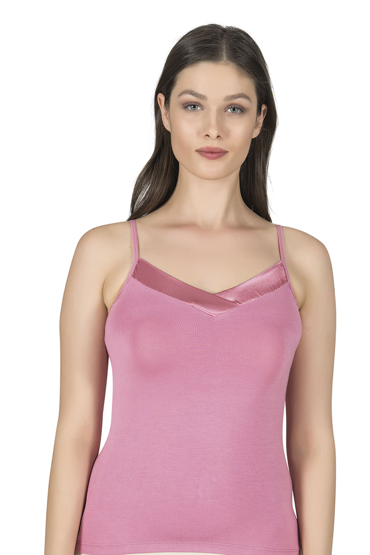 Özkan 2040 5'li Paket Kadın Viskon Saten Yaka Esnek Rahat Yumuşak İnce Askılı Atlet