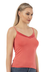 Özkan 2040 5'li Paket Kadın Viskon Saten Yaka Esnek Rahat Yumuşak İnce Askılı Atlet - Thumbnail