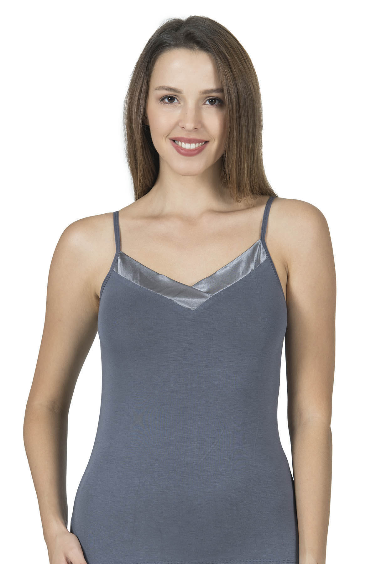 Özkan 2040 5'li Paket Kadın Viskon Saten Yaka Esnek Rahat Yumuşak İnce Askılı Atlet