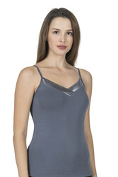 Özkan 2040 5'li Paket Kadın Viskon Saten Yaka Esnek Rahat Yumuşak İnce Askılı Atlet - Thumbnail