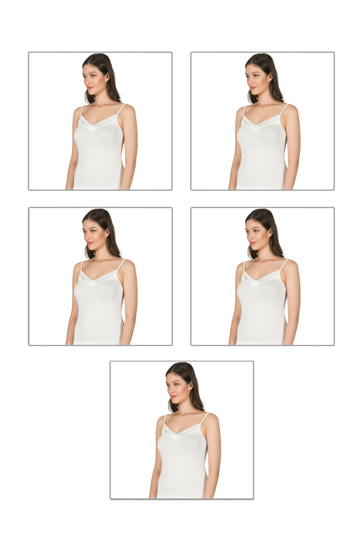 Özkan 2040 5'li Paket Kadın Viskon Saten Yaka Esnek Rahat Yumuşak İnce Askılı Atlet