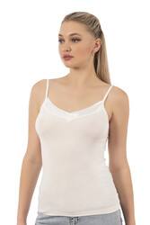 Özkan 2040 5'li Paket Kadın Viskon Saten Yaka Esnek Rahat Yumuşak İnce Askılı Atlet - Thumbnail