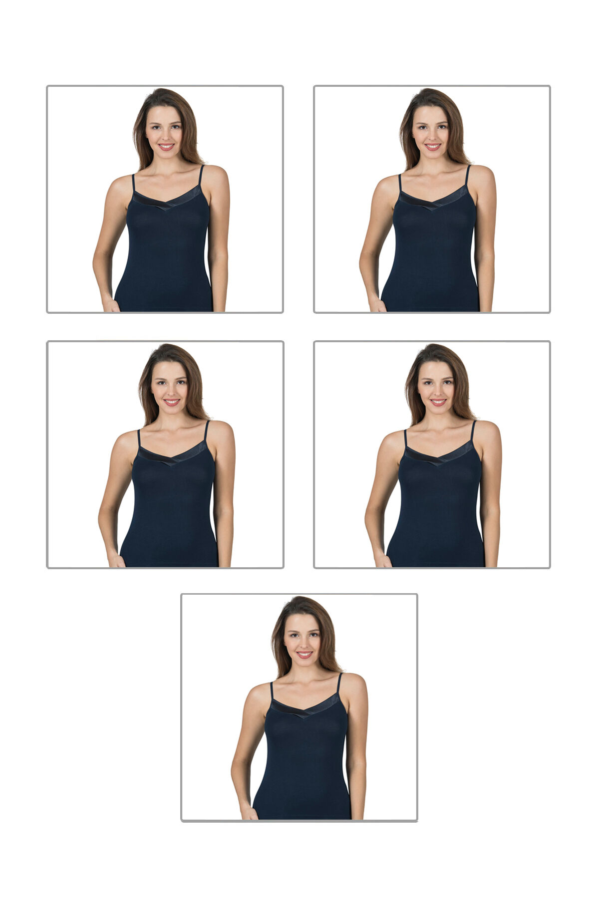 Özkan 2040 5'li Paket Kadın Viskon Saten Yaka Esnek Rahat Yumuşak İnce Askılı Atlet