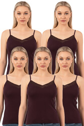 Özkan 2040 5'li Paket Kadın Viskon Saten Yaka Esnek Rahat Yumuşak İnce Askılı Atlet - Thumbnail