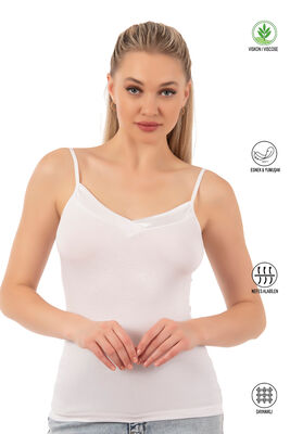 Özkan Underwear - Özkan 2040 5'li Paket Kadın Viskon Saten Yaka Esnek Rahat Yumuşak İnce Askılı Atlet (1)