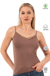 Özkan 2040 5'li Paket Kadın Viskon Saten Yaka Esnek Rahat Yumuşak İnce Askılı Atlet - Thumbnail