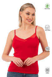 Özkan 2040 5'li Paket Kadın Viskon Saten Yaka Esnek Rahat Yumuşak İnce Askılı Atlet - Thumbnail