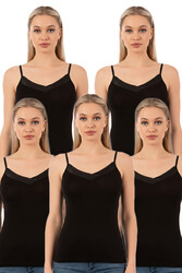 Özkan 2040 5'li Paket Kadın Viskon Saten Yaka Esnek Rahat Yumuşak İnce Askılı Atlet - Thumbnail