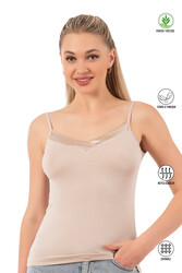 Özkan 2040 5'li Paket Kadın Viskon Saten Yaka Esnek Rahat Yumuşak İnce Askılı Atlet - Thumbnail