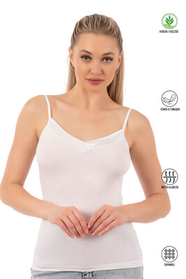 Özkan Underwear - Özkan 2040 5'li Paket Kadın Viskon Saten Yaka Esnek Rahat Yumuşak İnce Askılı Atlet (1)