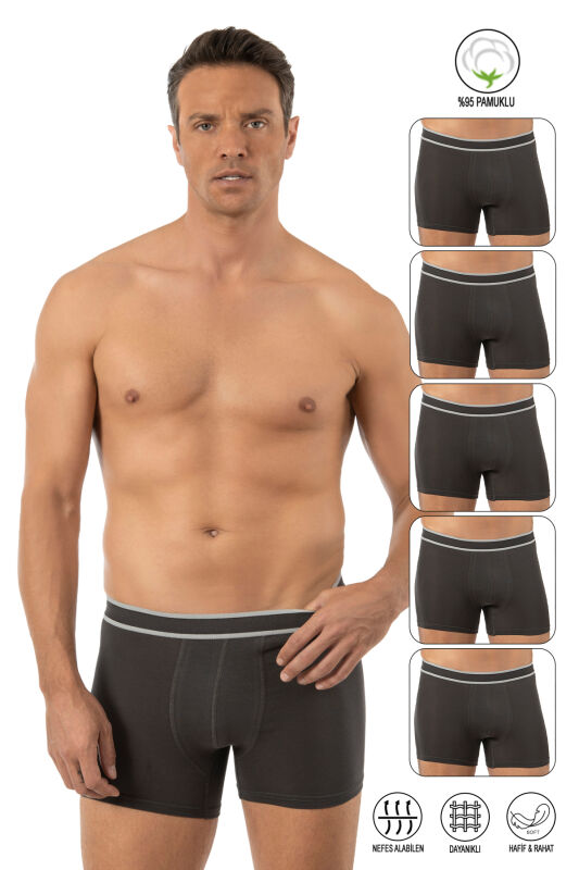 Özkan 11226 5'li Paket Erkek %95 Pamuklu Likralı Süprem Kumaş Esnek Rahat Boxer Şort - 1