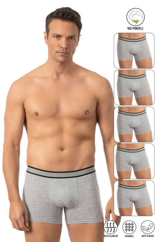 Özkan 11226 5'li Paket Erkek %95 Pamuklu Likralı Süprem Kumaş Esnek Rahat Boxer Şort - 16
