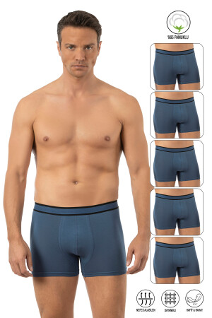 Özkan 11226 5'li Paket Erkek %95 Pamuklu Likralı Süprem Kumaş Esnek Rahat Boxer Şort MAVİ