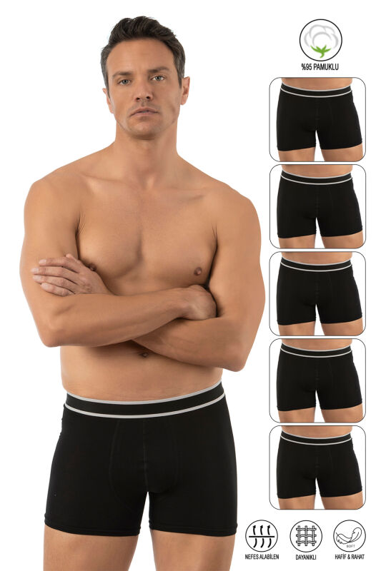 Özkan 11226 5'li Paket Erkek %95 Pamuklu Likralı Süprem Kumaş Esnek Rahat Boxer Şort - 33