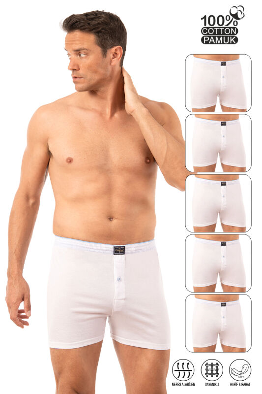 Özkan 0041 5'li Paket Erkek %100 Pamuklu Şardonlu Klasik Rahat Kesim Havlu Bel Süprem Penye Boxer - 6